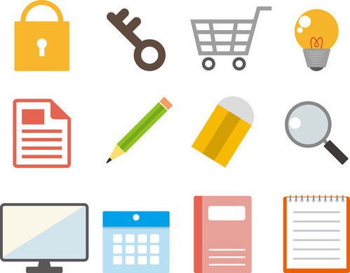 辦公用品圖標矢量素材 高效構建專業視覺體系